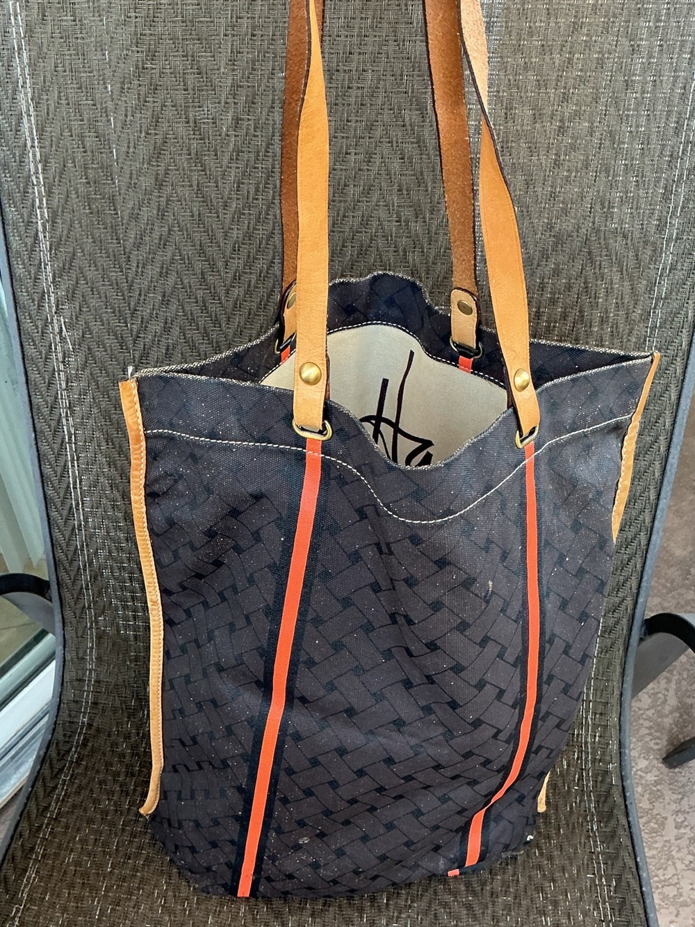 Cole Haan Brown/Orange Coated Canvas Tote